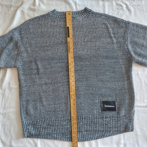 Heavy Knit Oversized Wool Blend Fuzzy Smiley Face Crew Sweater Unisex Size S - Picture 11 of 15